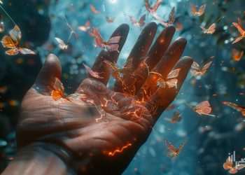a creative picture with digital butterflies