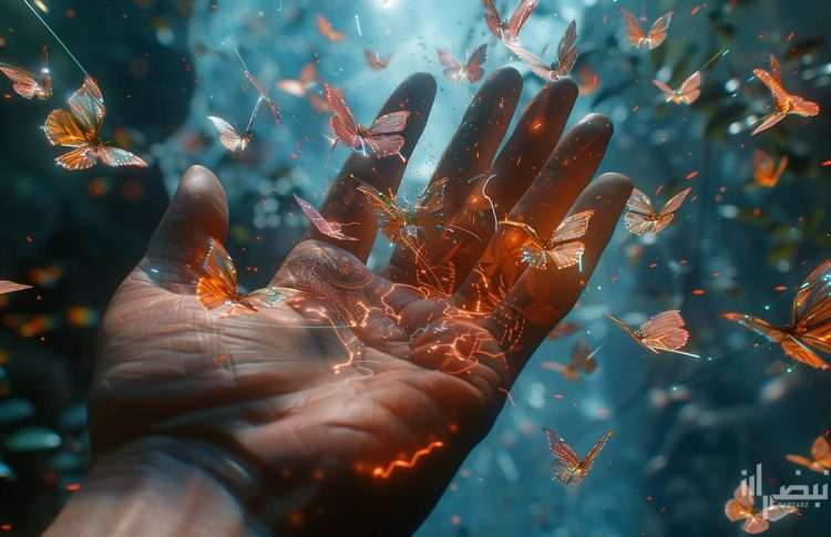 a creative picture with digital butterflies