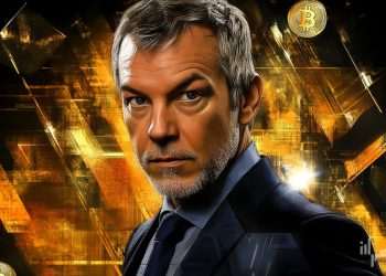 Stylized portrait of Michael Saylor, crypto visionary